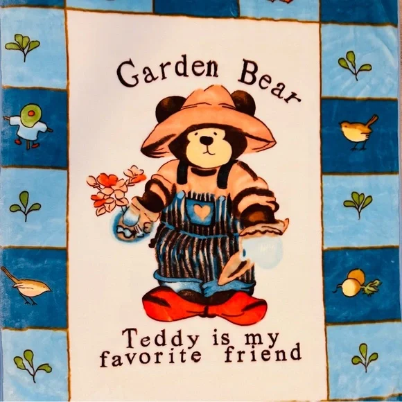 KOYO Fleece Throw Baby Blanket Garden Teddy Bear Favorite Friend Plush 39x54 NWT - Picture 2 of 12
